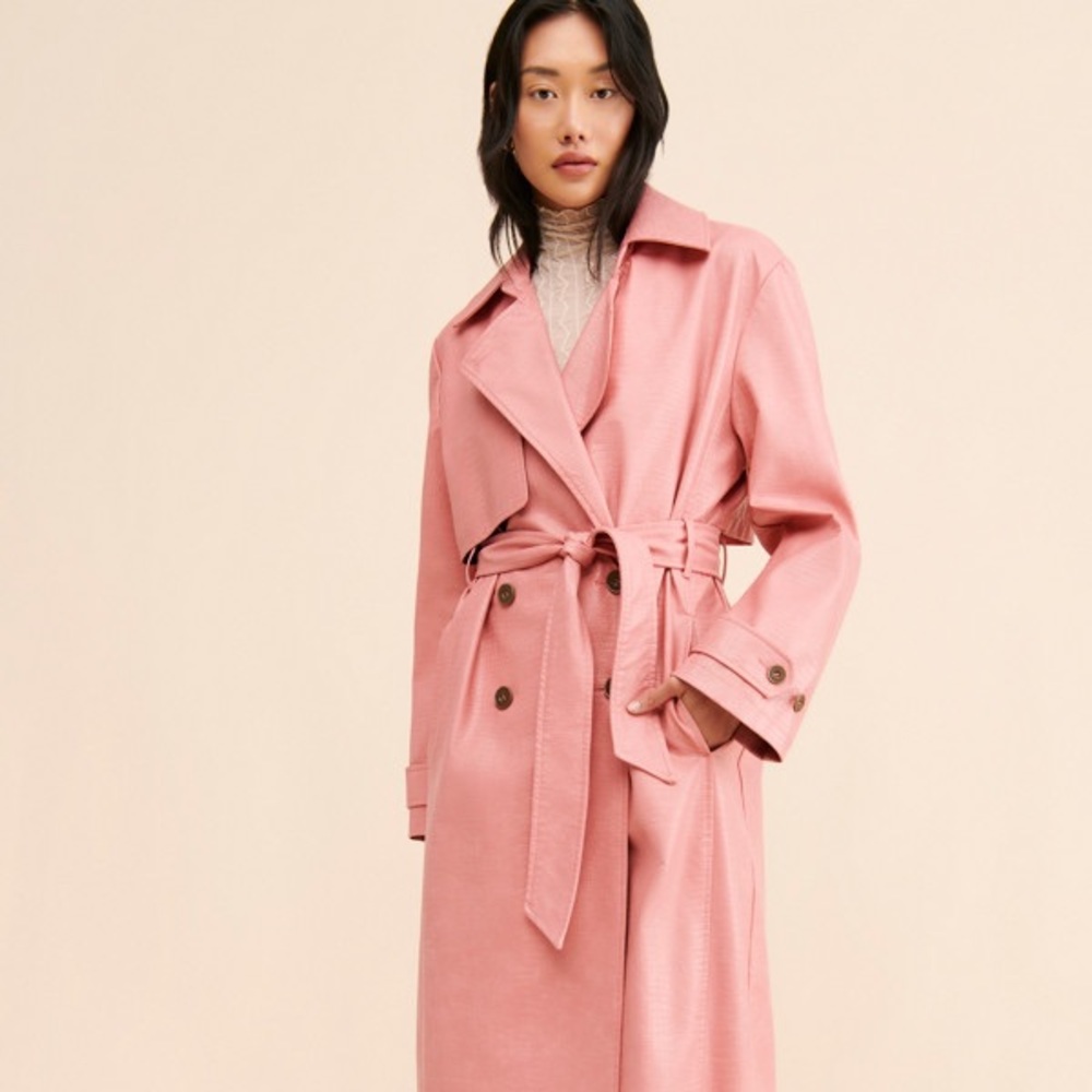 NWT Pink Free People Morrison Trench Coat Size Small
